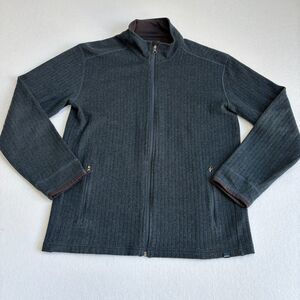 Prana Barclay  Wool Blend Full Zip Ribbed Sweater Mens XL Gray